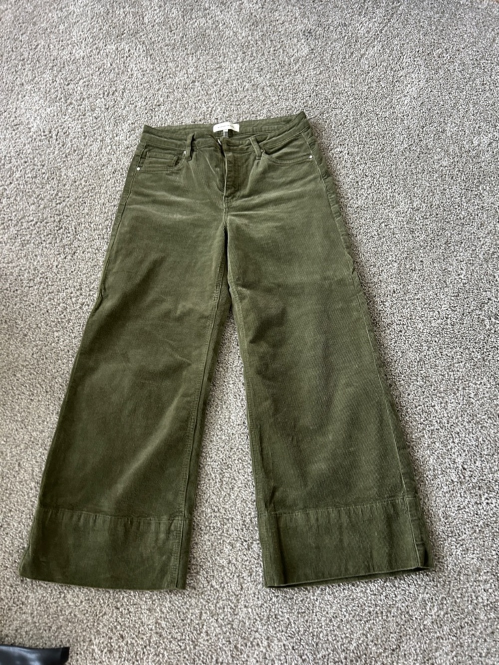 High-Rise Wide Leg Corduroy Jeans in Olive Green